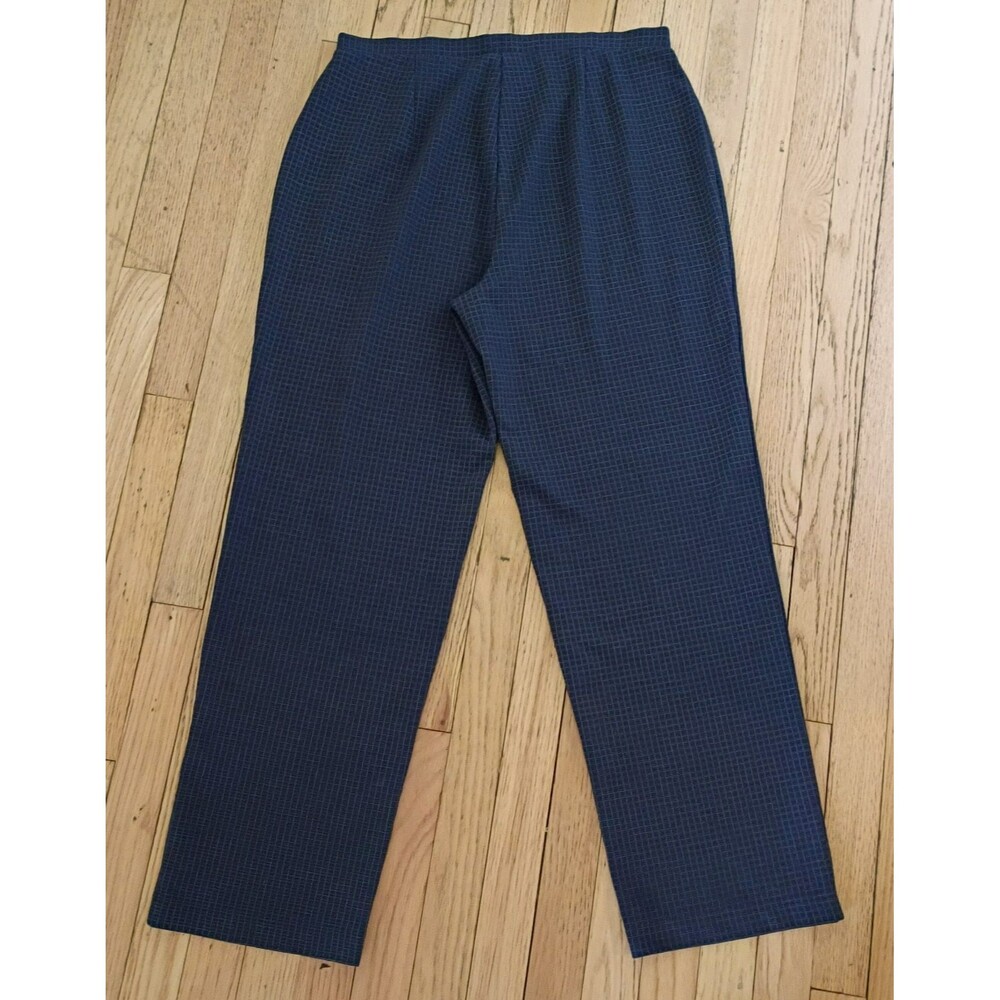 Avenue Pull On Dress Pants Trousers Soft Blue Stretchy Checker Pattern 14/16 - Picture 4 of 8